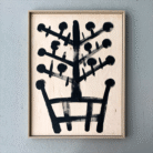 Roots of Protection №1 by Olena Osinska – Tree of Life symbol, black acrylic on natural wood panel