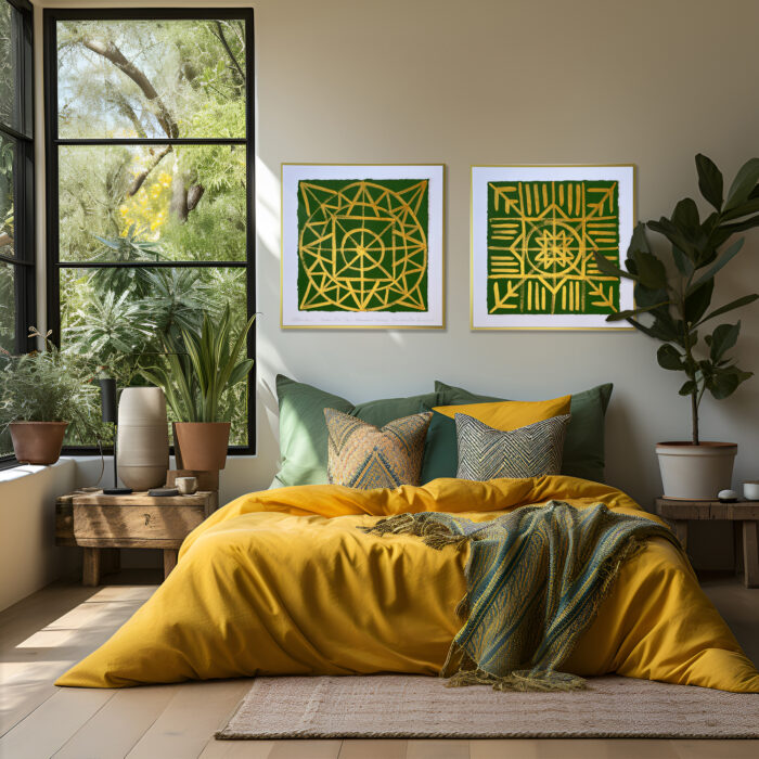 Golden Portal-Star - Monument Edition Golden Portal-Star — inspired star on deep green handmade paper by Olena Osinska.